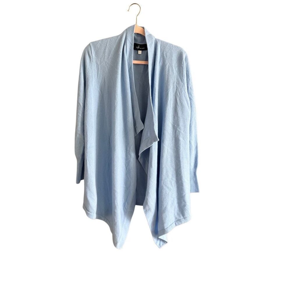 Soft by Naadam Womens Light Blue 100% Cashmere Open Front Cardigan Size Small